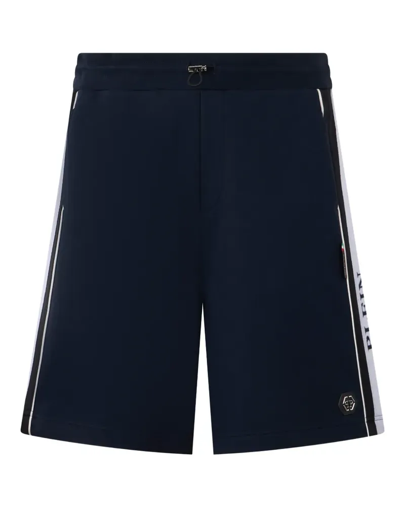 Philipp Plein Fleece-Shorts mit Logo-Streifen - Blau Blau