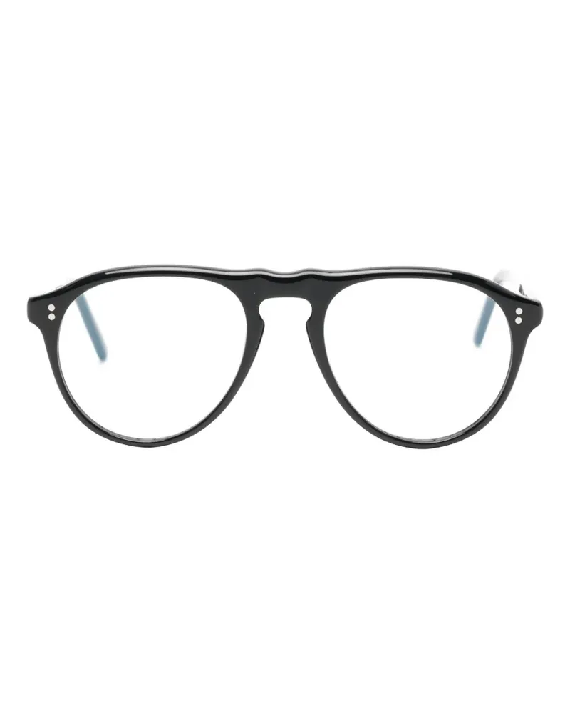 Lesca Tony Sonnenbrille mit rundem Gestell - Schwarz Schwarz