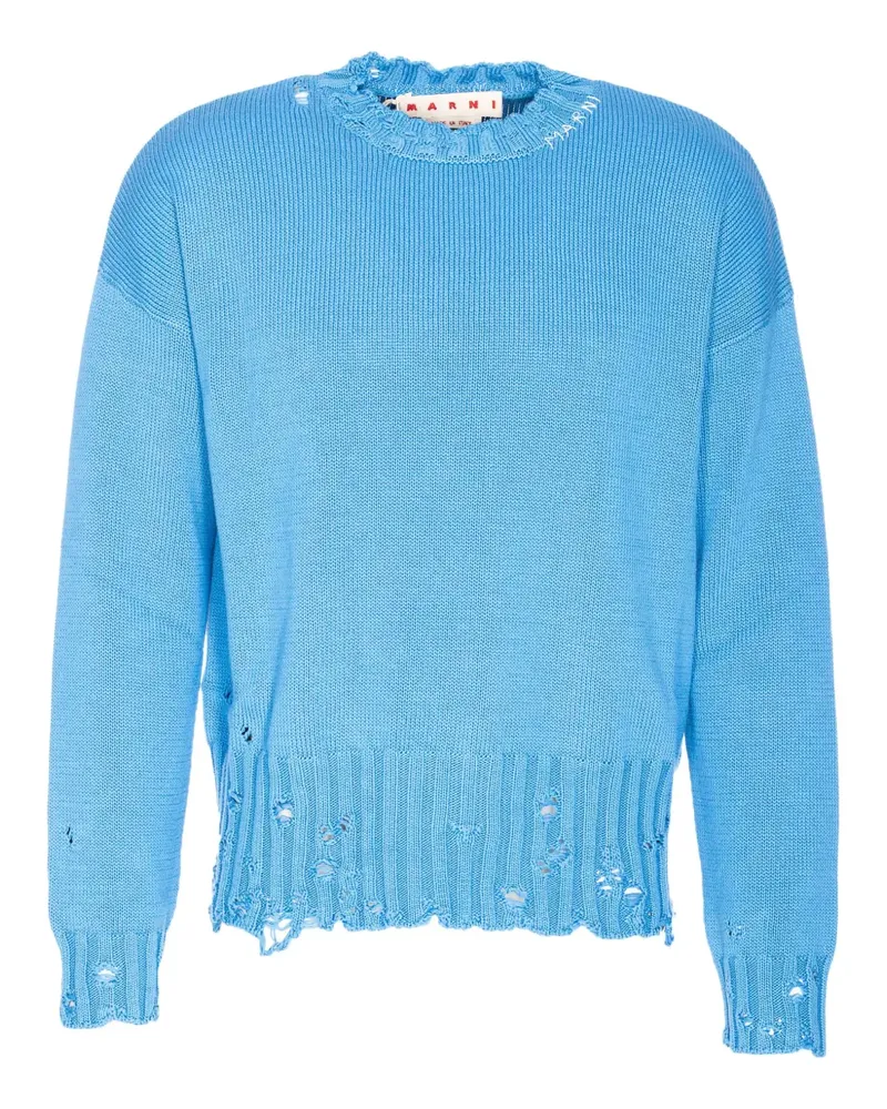Marni Pullover im Distressed-Look - Blau Blau