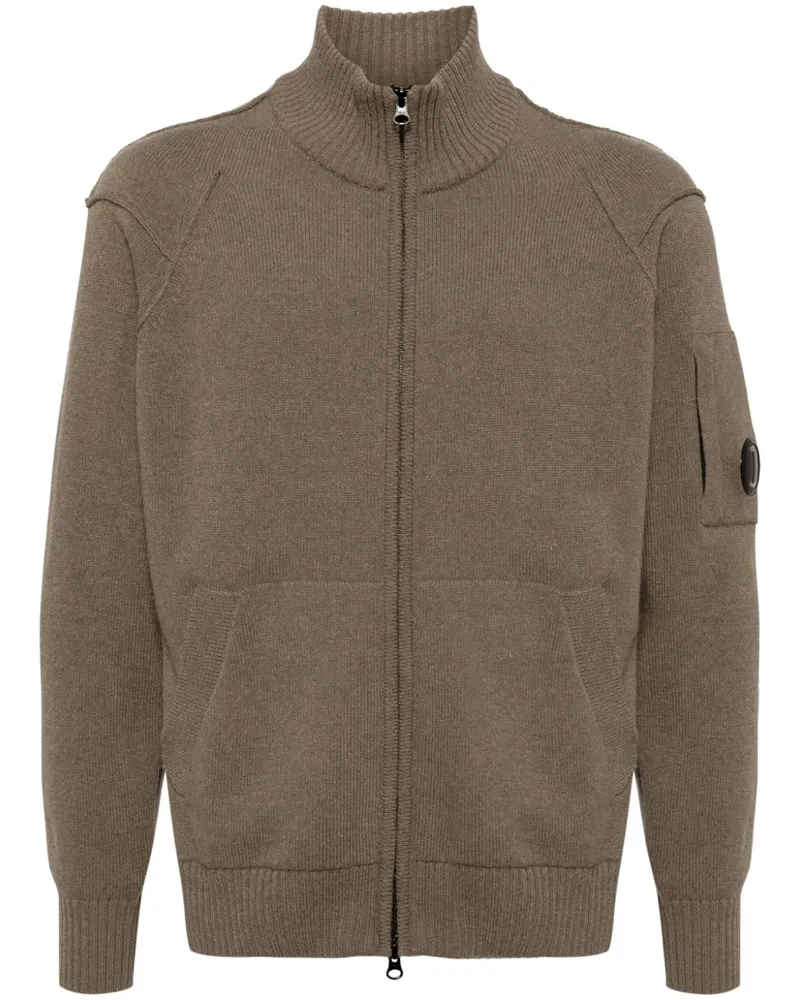 C.P. Company Rollkragen-Cardigan mit Waffelstrick-Muster - Braun Braun