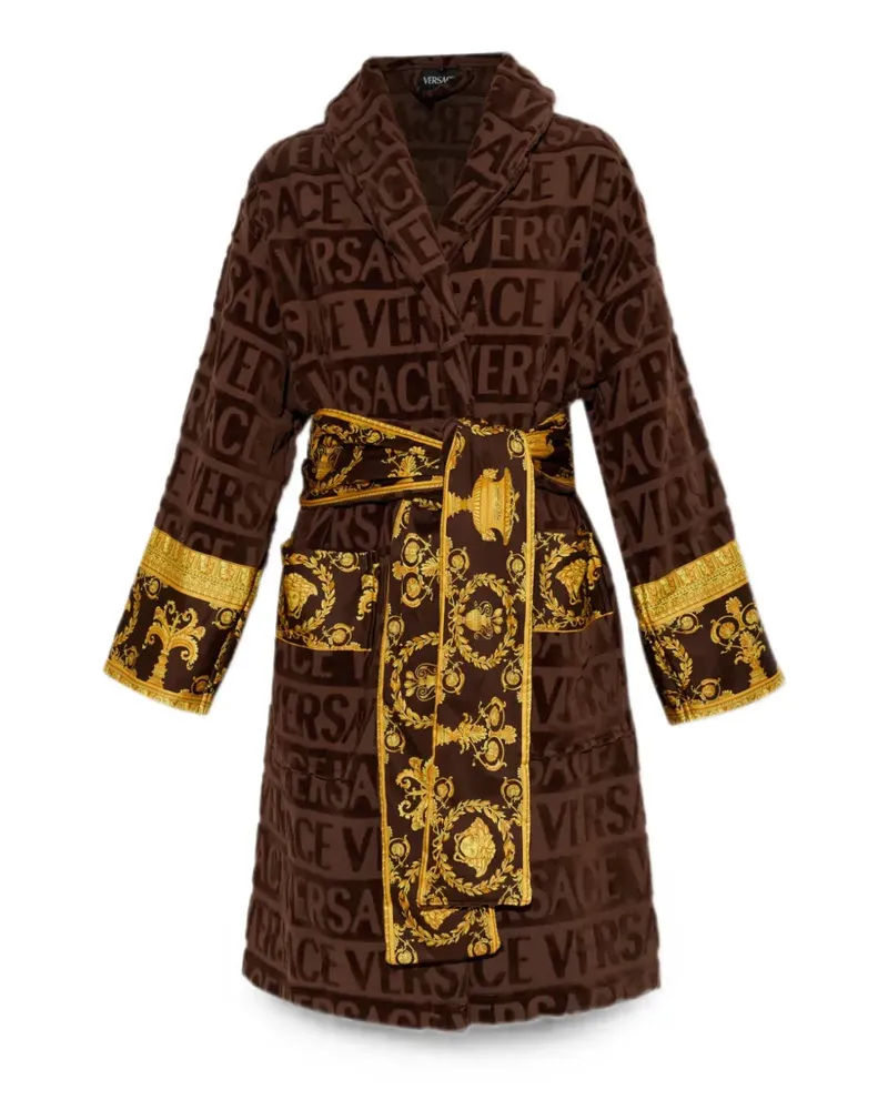 Versace I Love Baroque Morgenmantel mit Logo-Print - Braun Braun