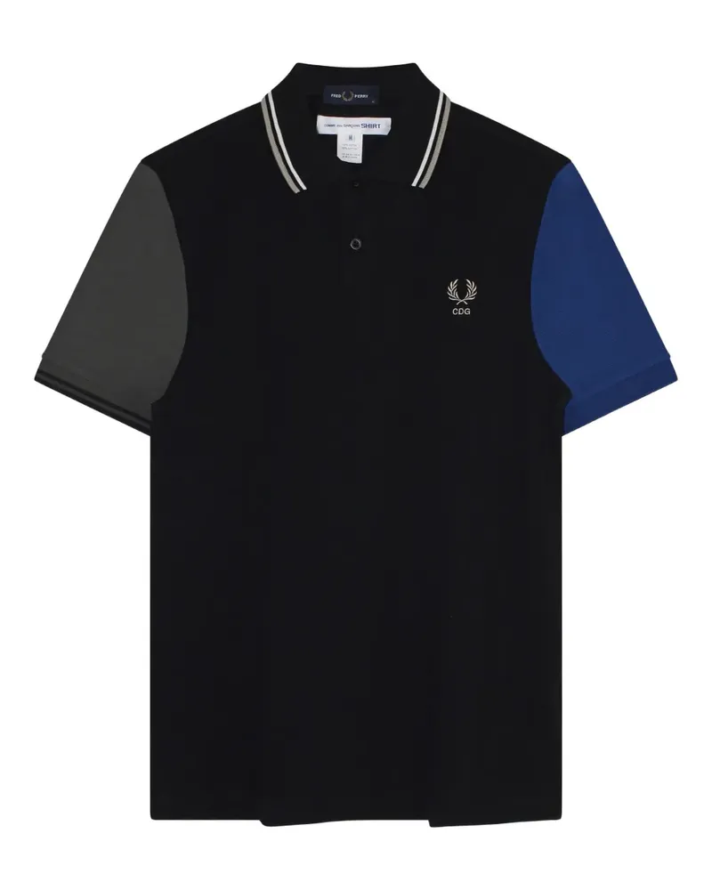 Comme des Garçons x Fred Perry Poloshirt in Colour-Block-Optik - Schwarz Schwarz