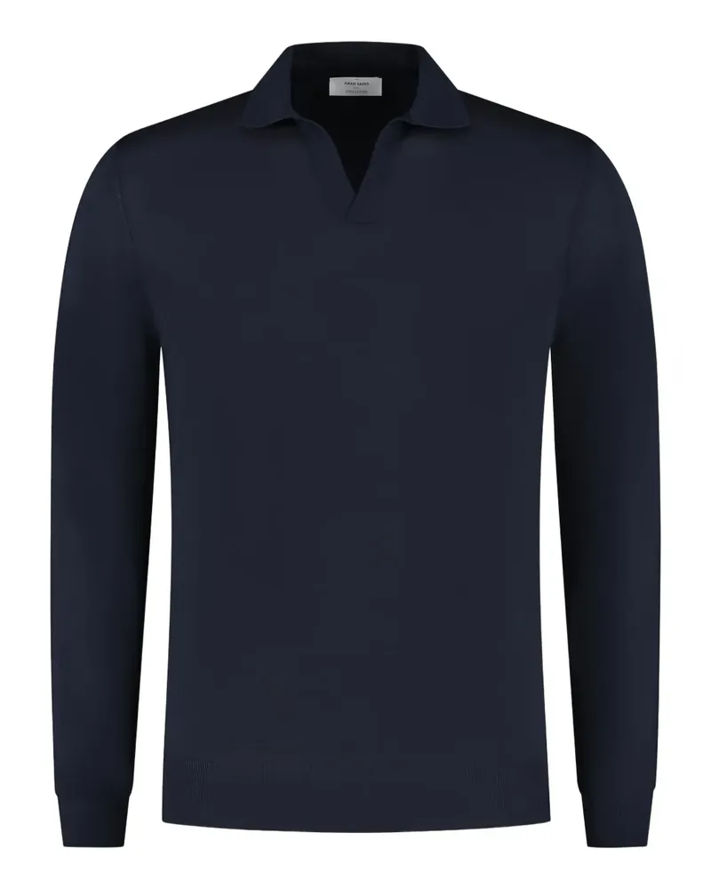 Gran Sasso Langärmeliges Poloshirt - Blau Blau