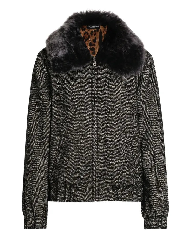 Dolce & Gabbana Bomberjacke mit Fischgrätenmuster - Schwarz Schwarz