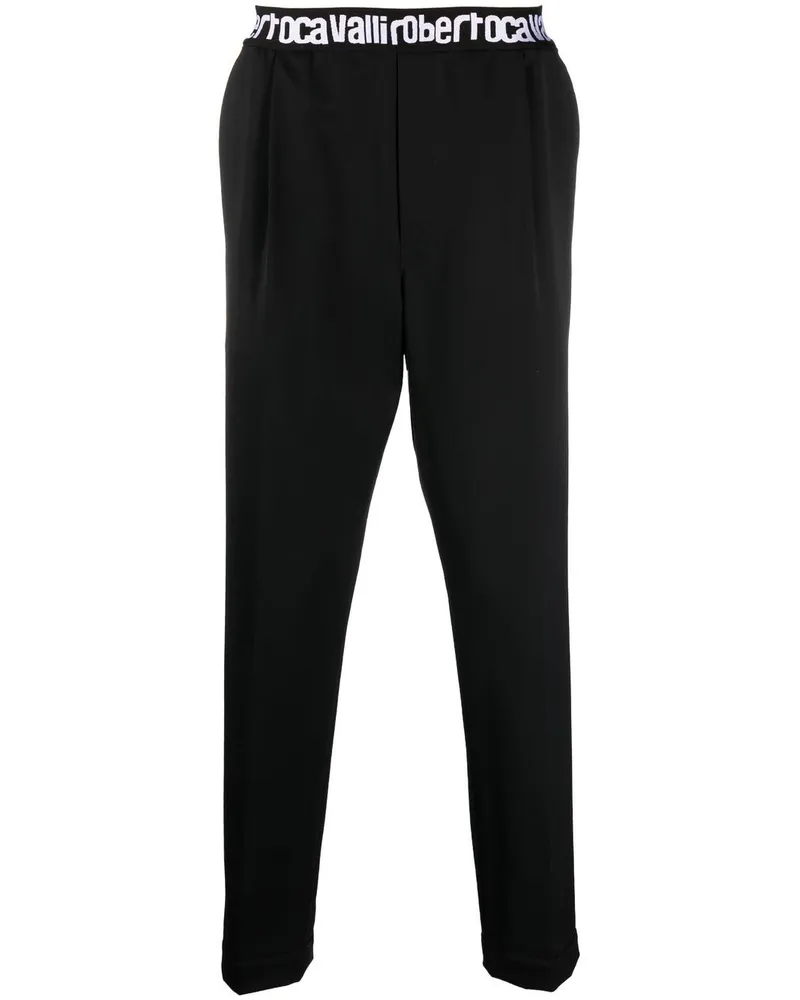 Roberto Cavalli Tapered-Hose mit Logo-Bund - Schwarz Schwarz