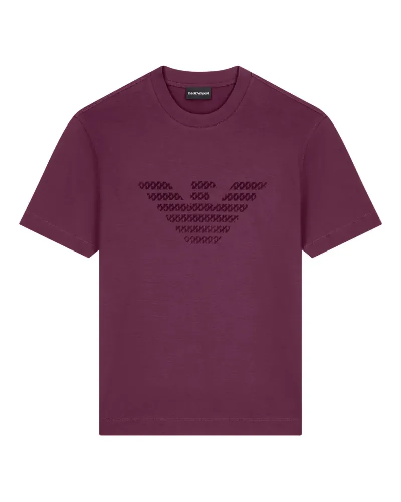 Emporio Armani T-Shirt mit Adler-Patch - Violett Violett