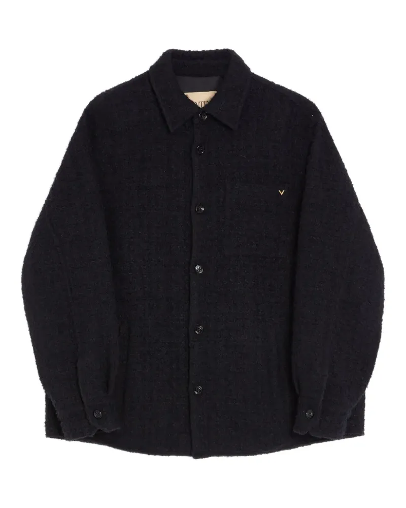 Valentino Garavani Hemdjacke aus Baumwoll-Tweed mit VGold - Schwarz Schwarz
