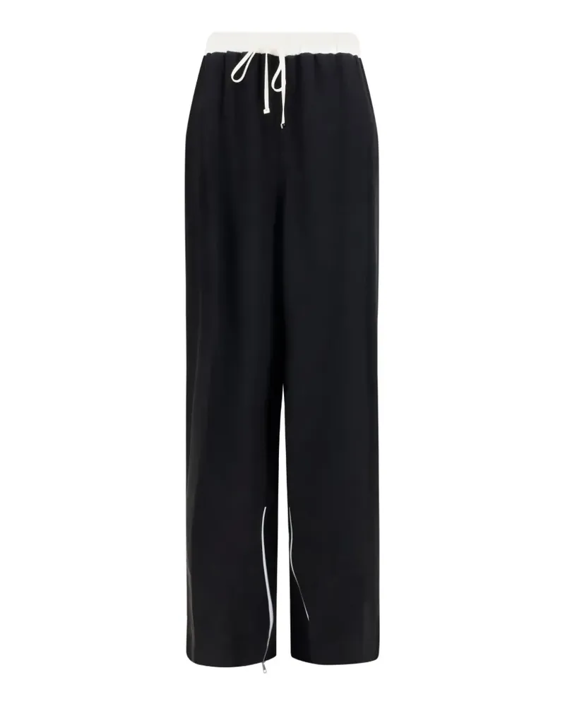 Kiton Weite Cropped-Hose mit Kordelzug - Schwarz Schwarz