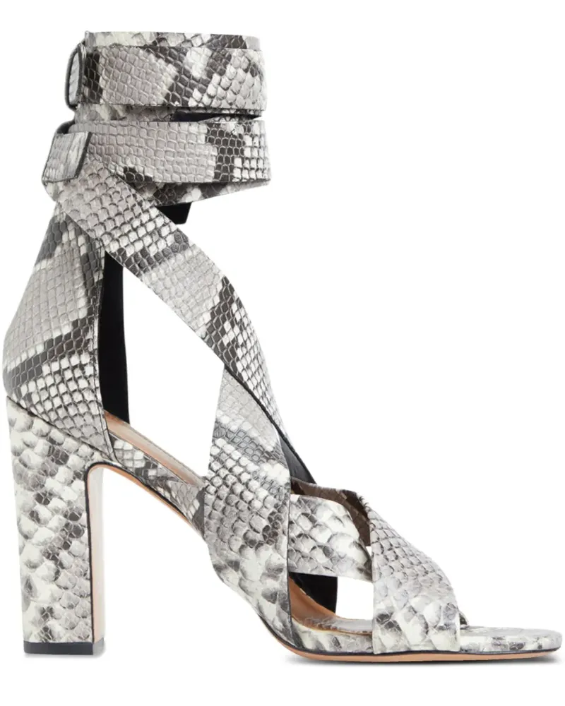 Cynthia Rowley Gewickelte Cece Sandalen mit Schlangenleder-Absatz 100mm - Weiß Weiß