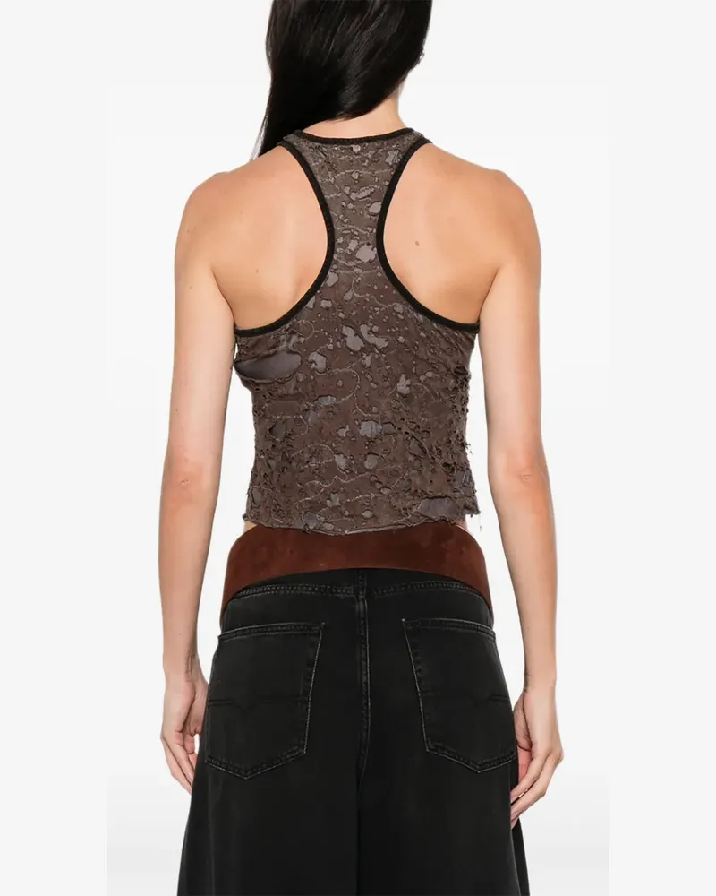 Diesel Neckholder-Top im Distressed-Look - Braun Braun