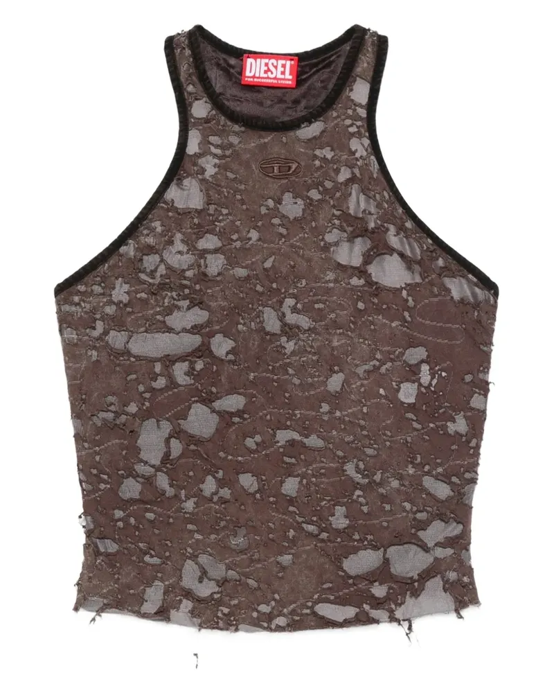 Diesel Neckholder-Top im Distressed-Look - Braun Braun