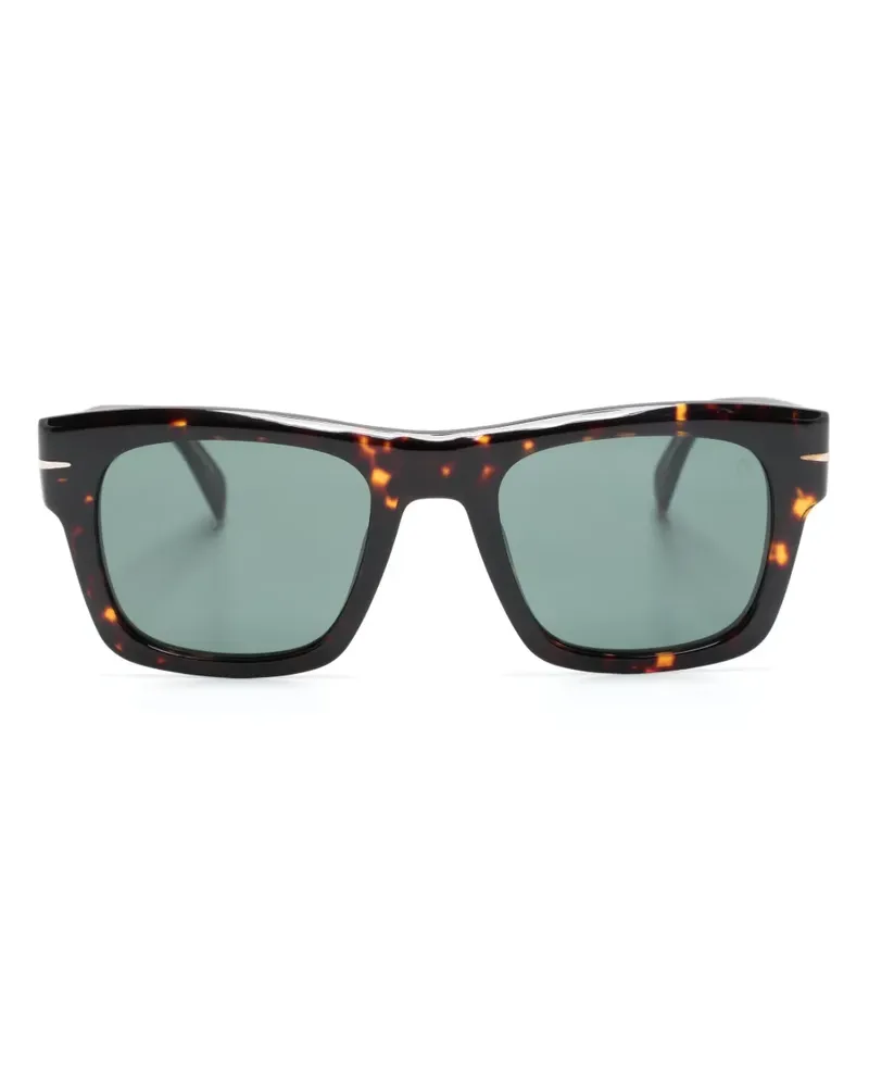 EYEWEAR by DAVID BECKHAM Eckige Sonnenbrille in Schildpattoptik - Braun Braun
