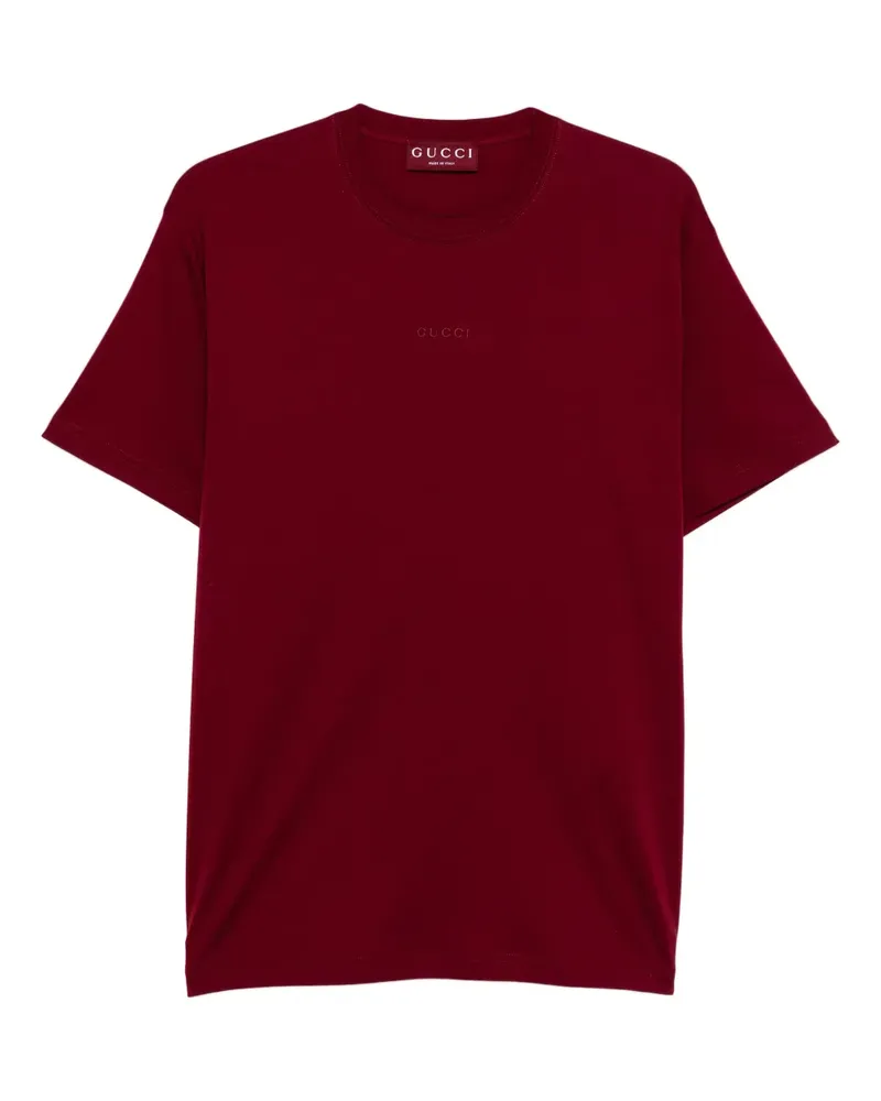Gucci T-Shirt mit Logo-Stickerei - Rot Rot