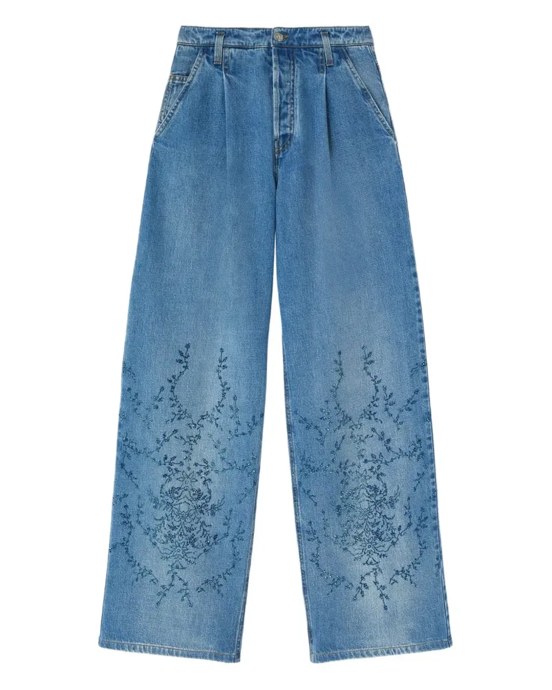 Ermanno Scervino Jeans mit Blumenstickerei - Blau Blau