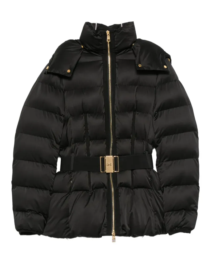 Elisabetta Franchi belted hooded puffer jacket - Schwarz Schwarz