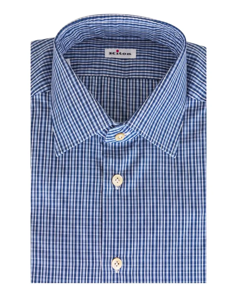 Kiton Hemd mit Karomuster - Blau Blau