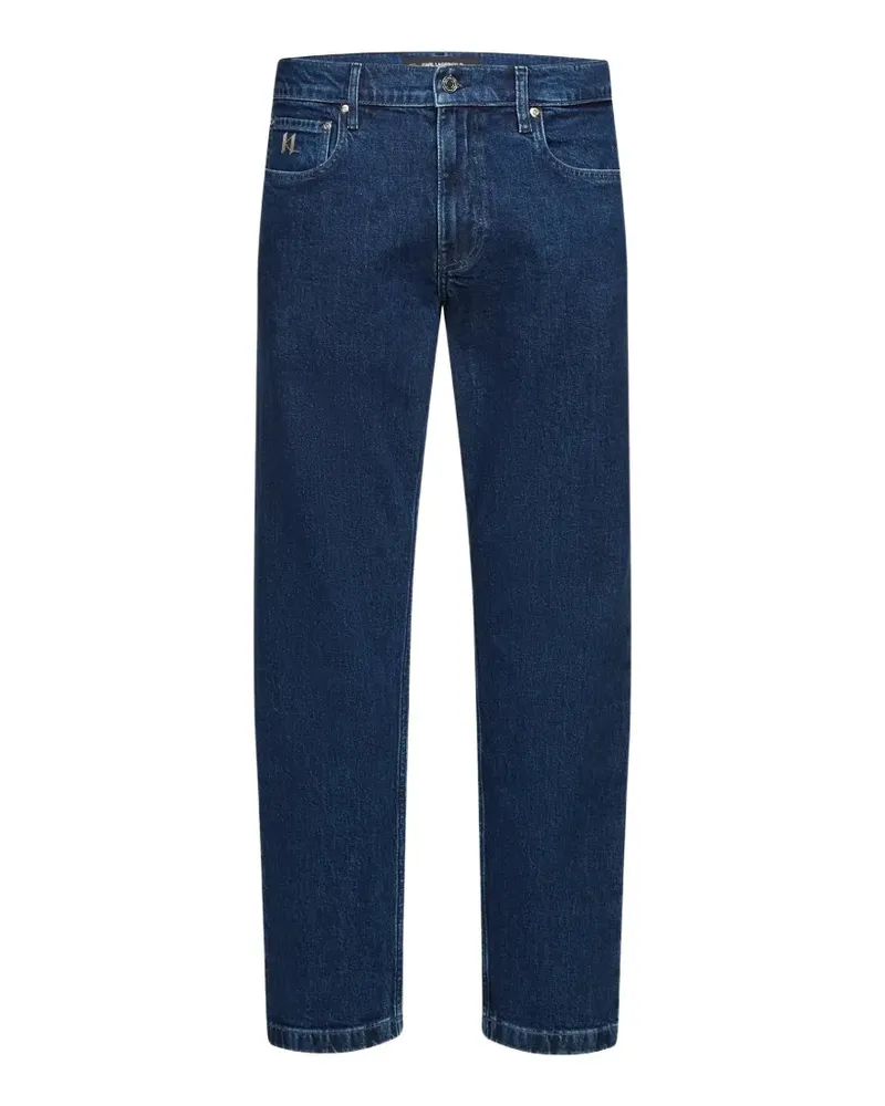 Karl Lagerfeld Slim-Tapered-Jeans mit Logo-Schild - Blau Blau