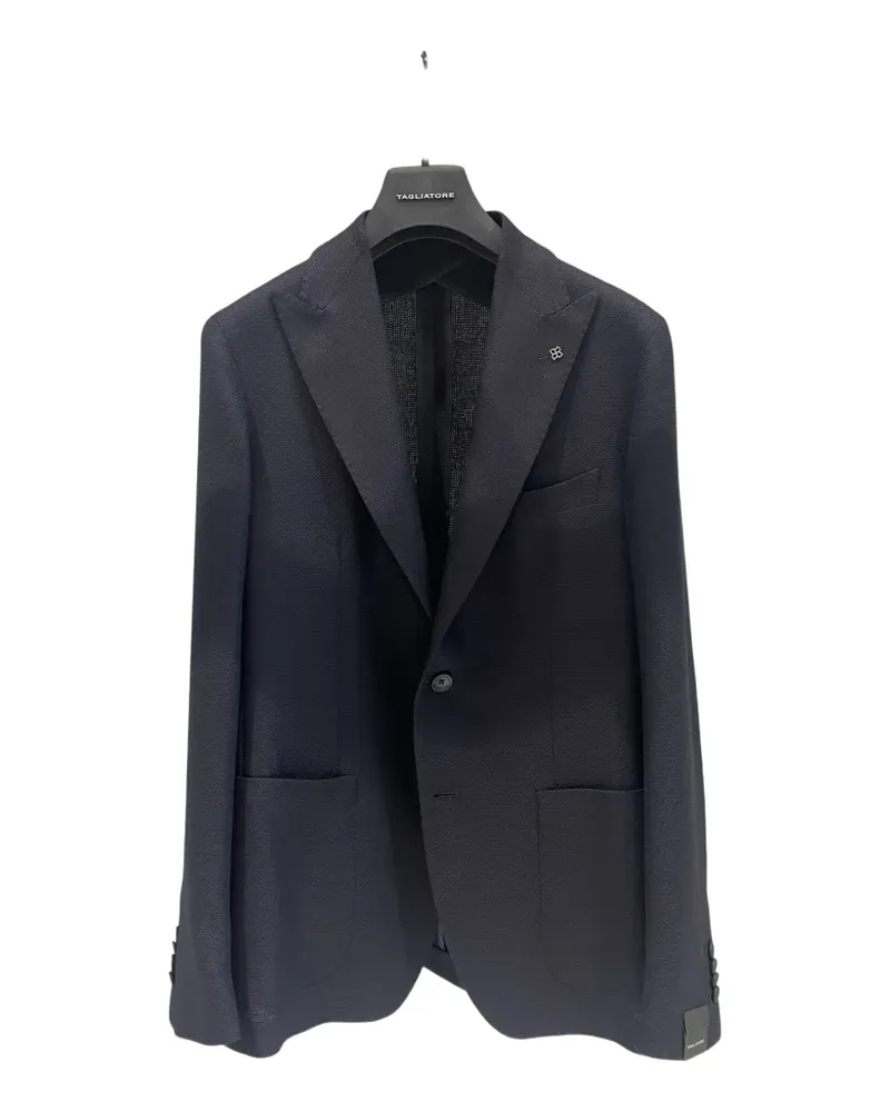 Tagliatore textured-finish peak-lapel blazer - Blau Blau