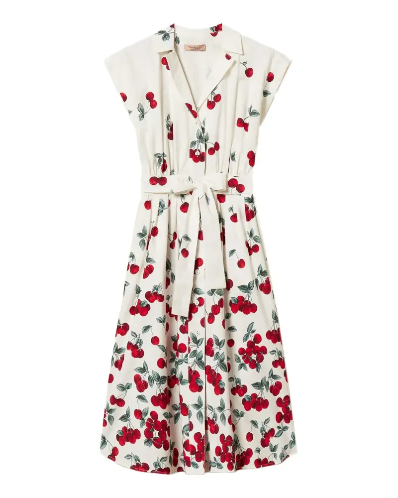 Twin-Set cherry-print midi dress - Nude Nude