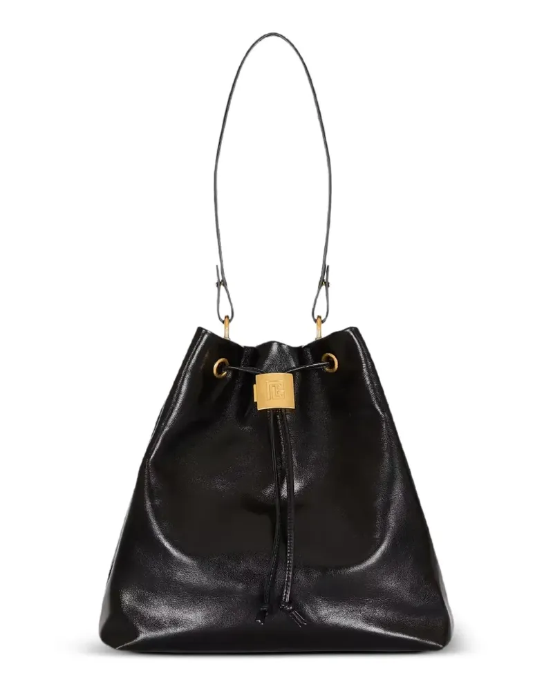 Balmain logo-plaque backpack - Schwarz Schwarz