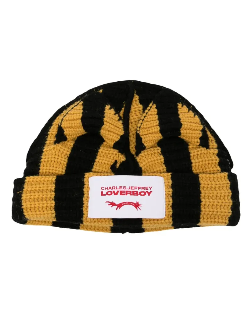 Charles Jeffrey Loverboy Gestreifte Mütze - Schwarz Schwarz