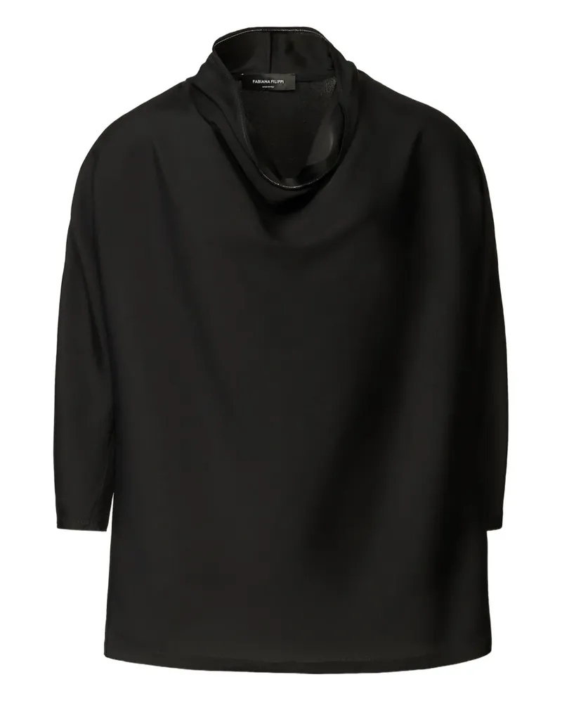 Fabiana Filippi Klassische Satinbluse - Schwarz Schwarz