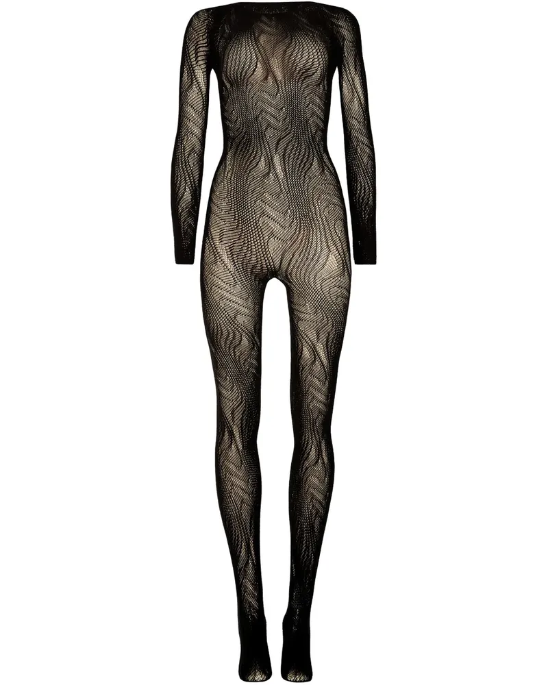 Wolford Snake Net Catsuit - Schwarz Schwarz