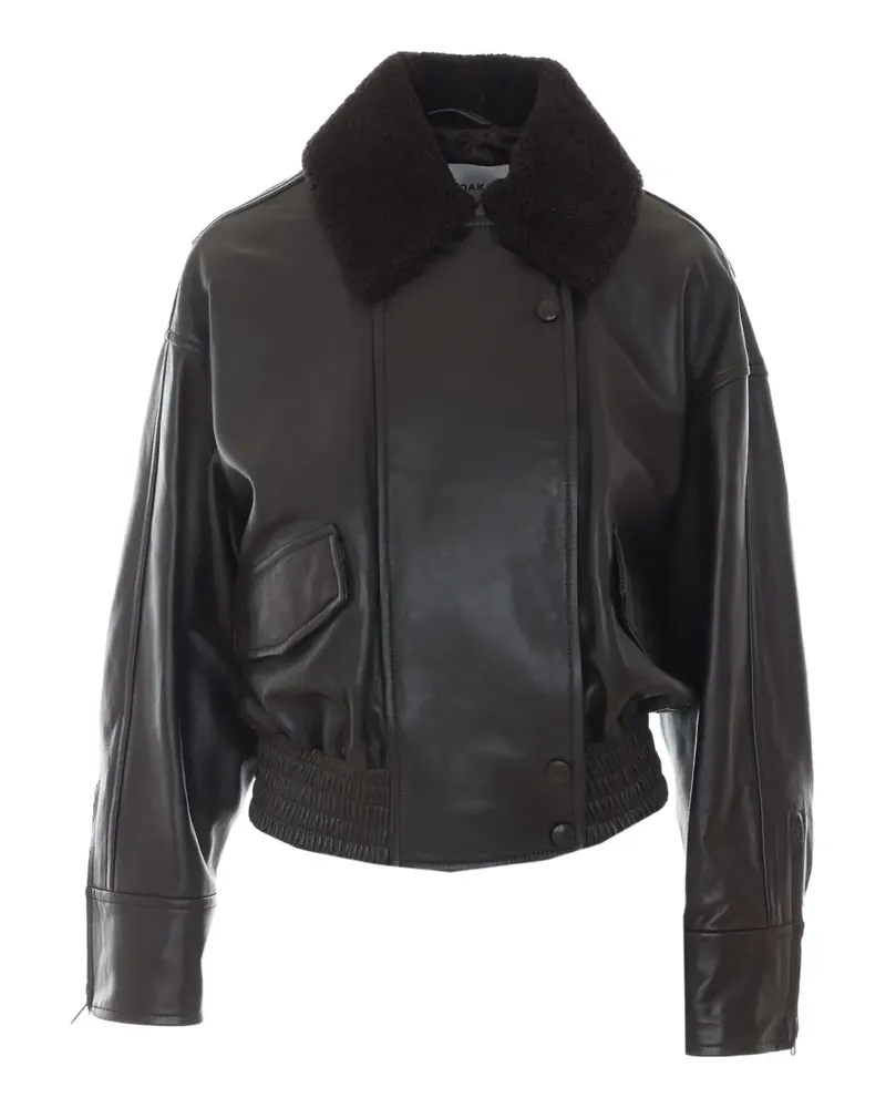 IVY & OAK shearling-collar leather jacket - Braun Braun