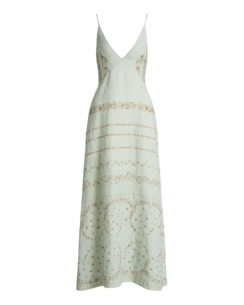 Alberta Ferretti Maxikleid mit Blumen-Print - Grün Grün