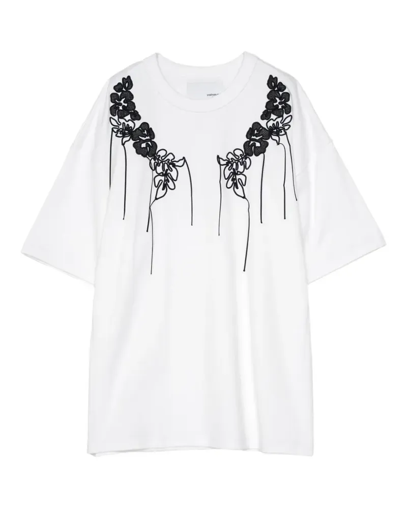 Yoshio Kubo floral-embroidered T-shirt - Weiß Weiß