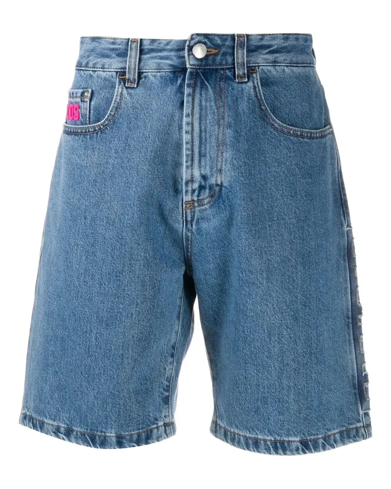 GCDS logo-appliqué denim shorts - Blau Blau