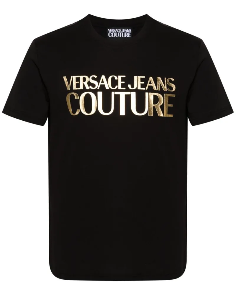 Versace Jeans T-Shirt mit Logo-Print Schwarz