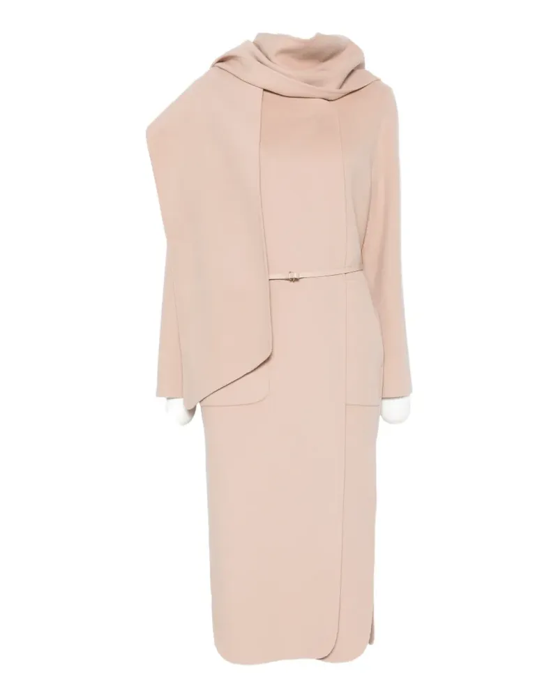 Luisa Cerano belted scarf-detail coat - Nude Nude