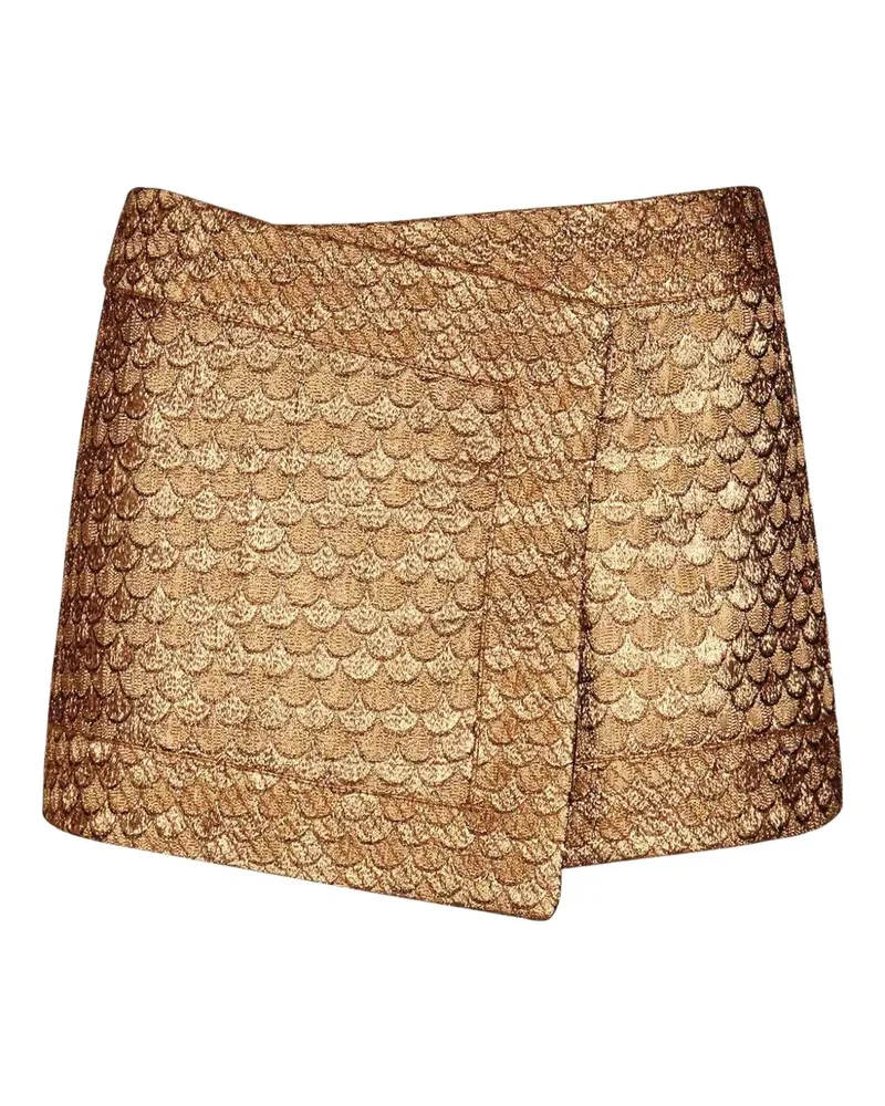 Johanna Ortiz scale-pattern wrap mini skirt - Gold Gold