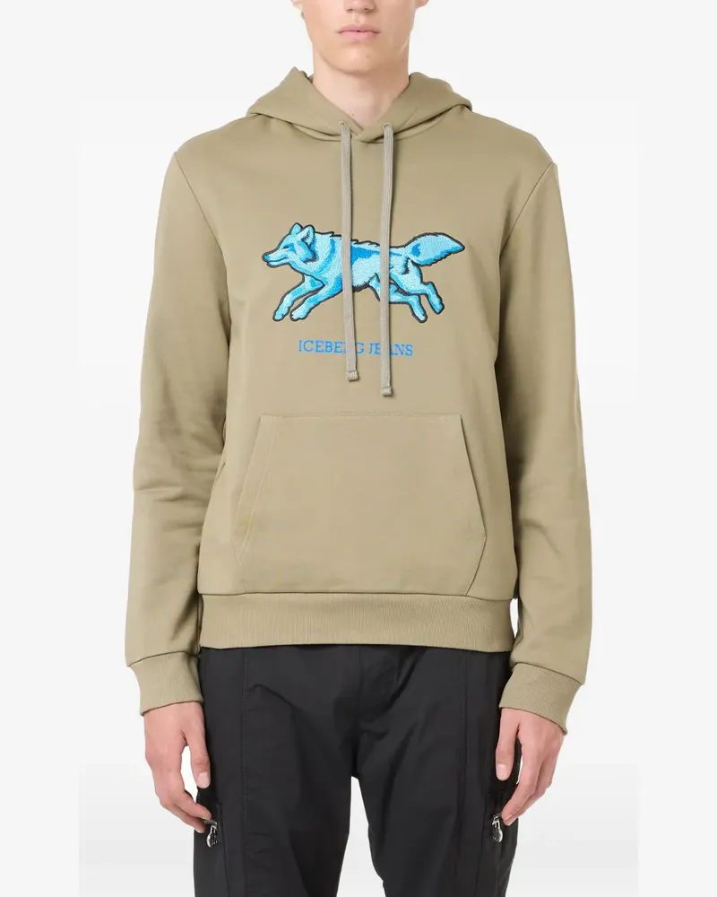 Iceberg wolf-embroidered hoodie - Grün Grün