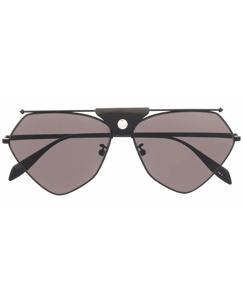 Alexander McQueen Eckige Pilotenbrille - Schwarz Schwarz
