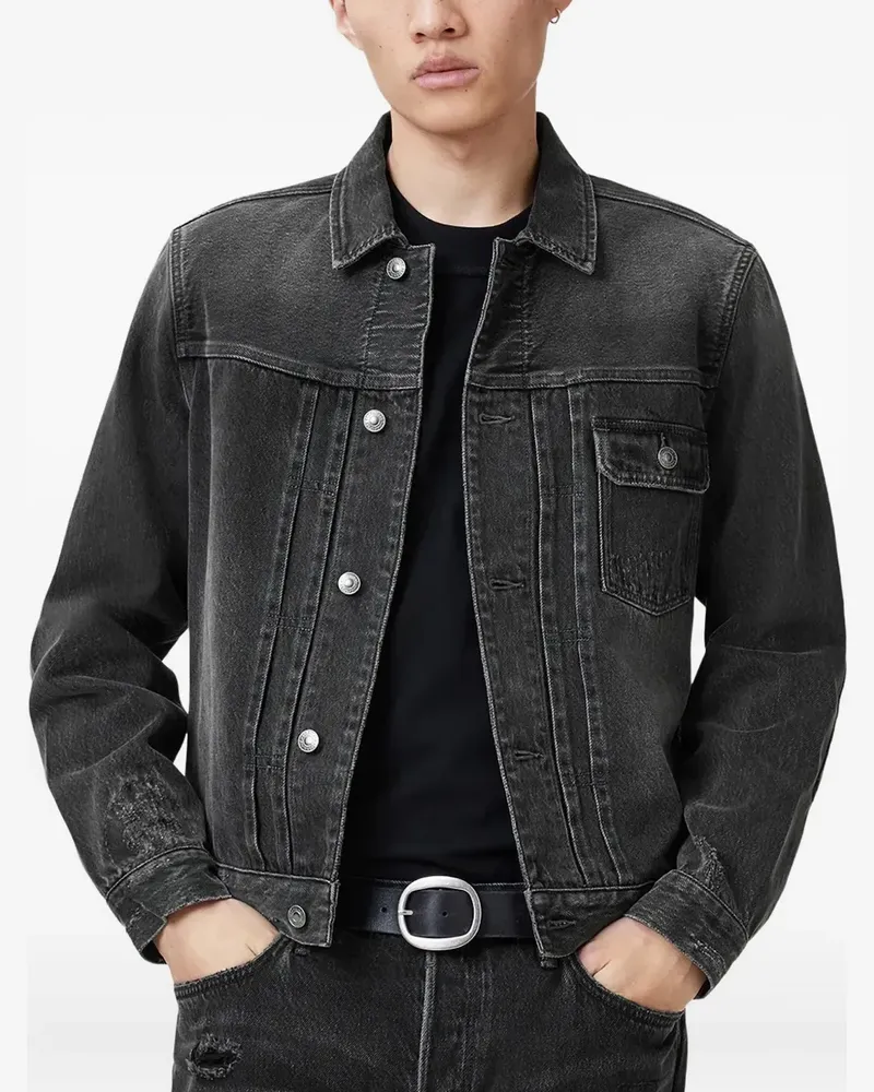 AllSaints Ausgeblichene Jeansjacke - Schwarz Schwarz