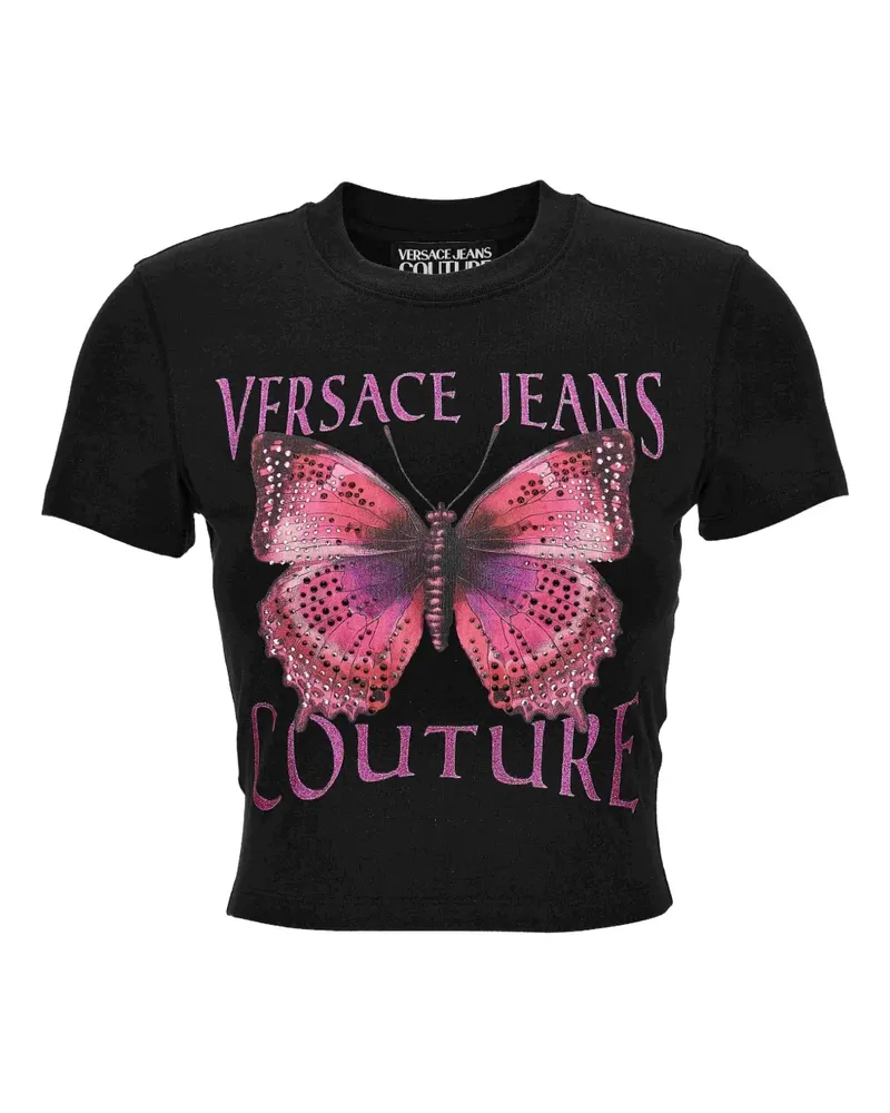 Versace Jeans Oberteil mit Schmetterling-Verzierung - Schwarz Schwarz