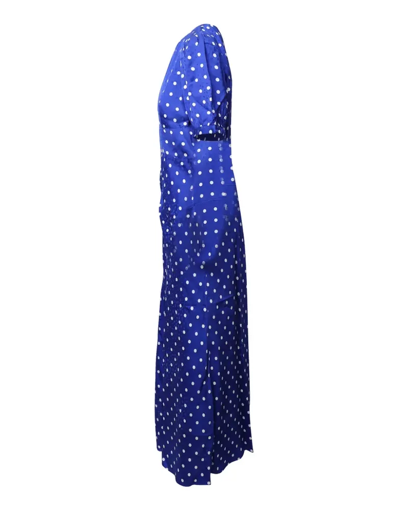 Self-Portrait polka-dot ruched midi dress - Blau Blau