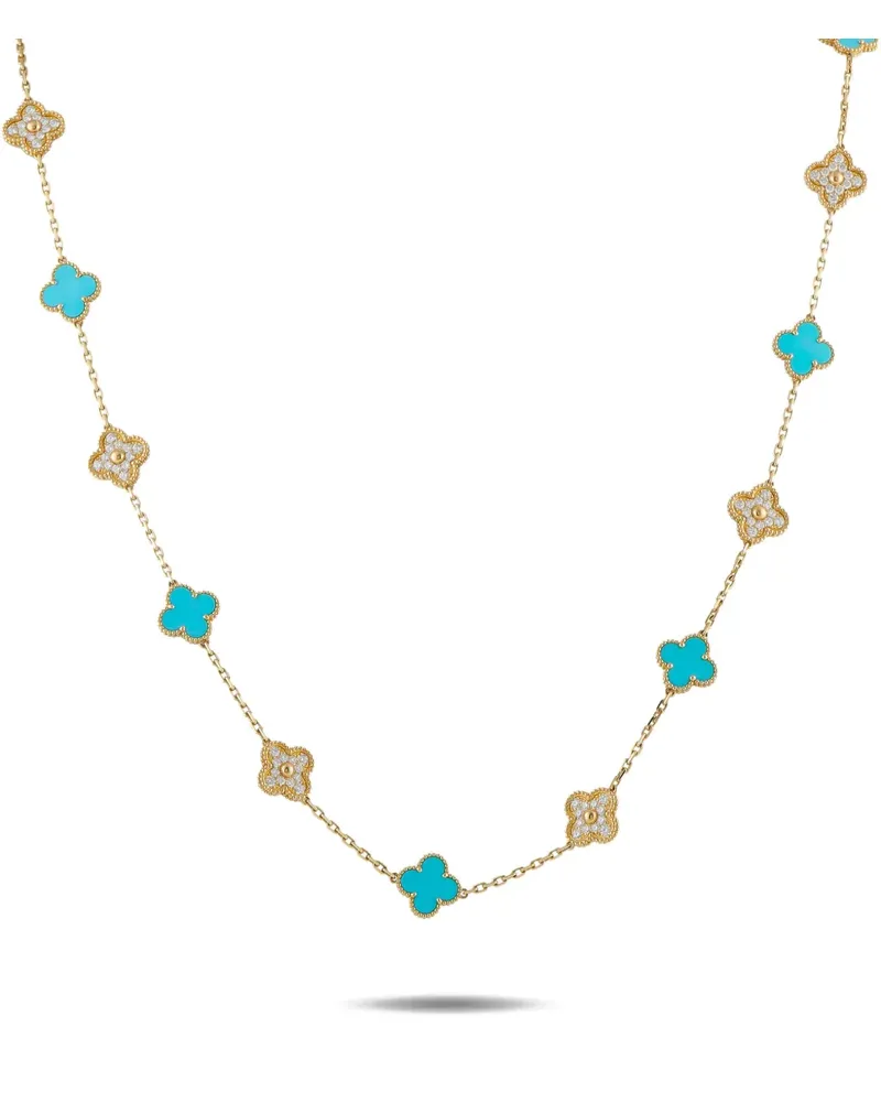 Van Cleef & Arpels Alhambra diamond and turquoise necklace VCARP2V200 - Gold Gold