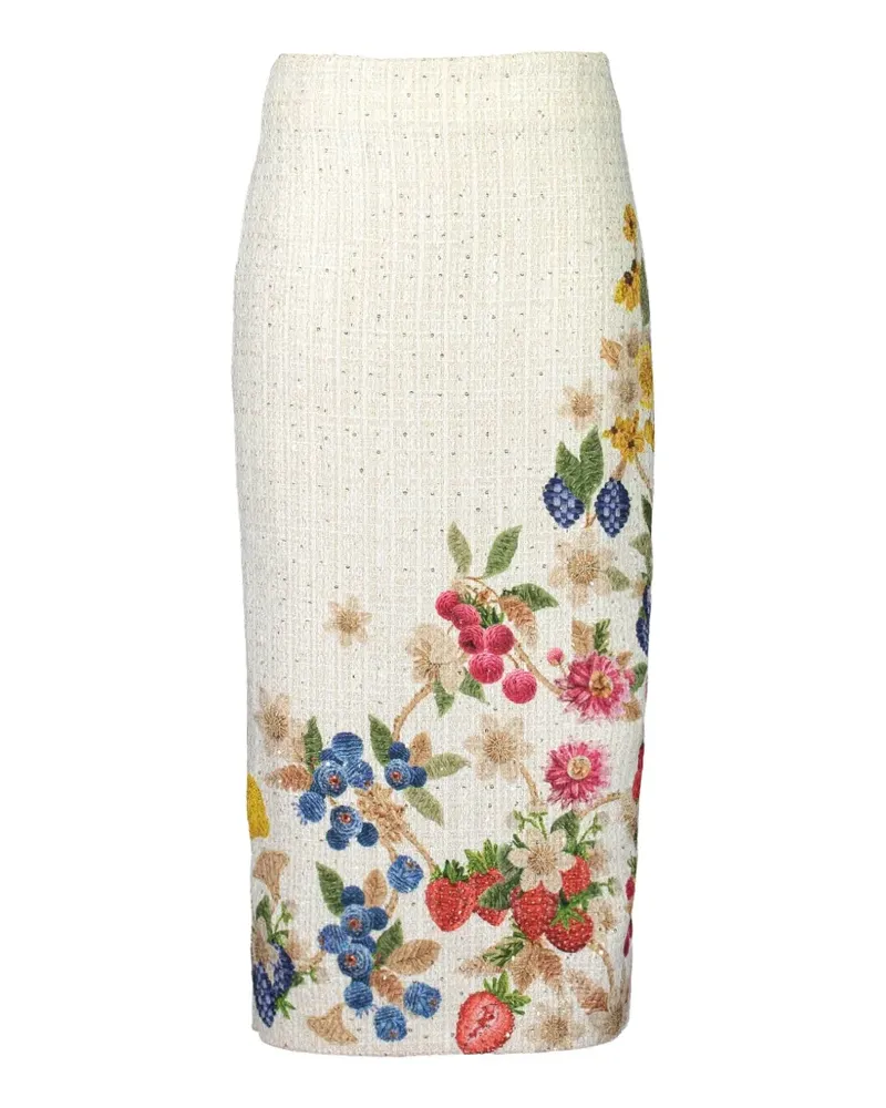 Mary Katrantzou Vargas fruit-embroidered midi skirt - Nude Nude
