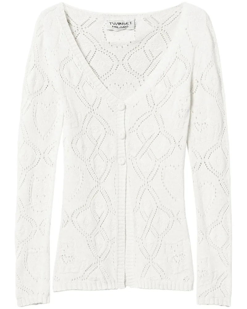 Twin-Set Cardigan aus Pointelle-Strick - Weiß Weiß