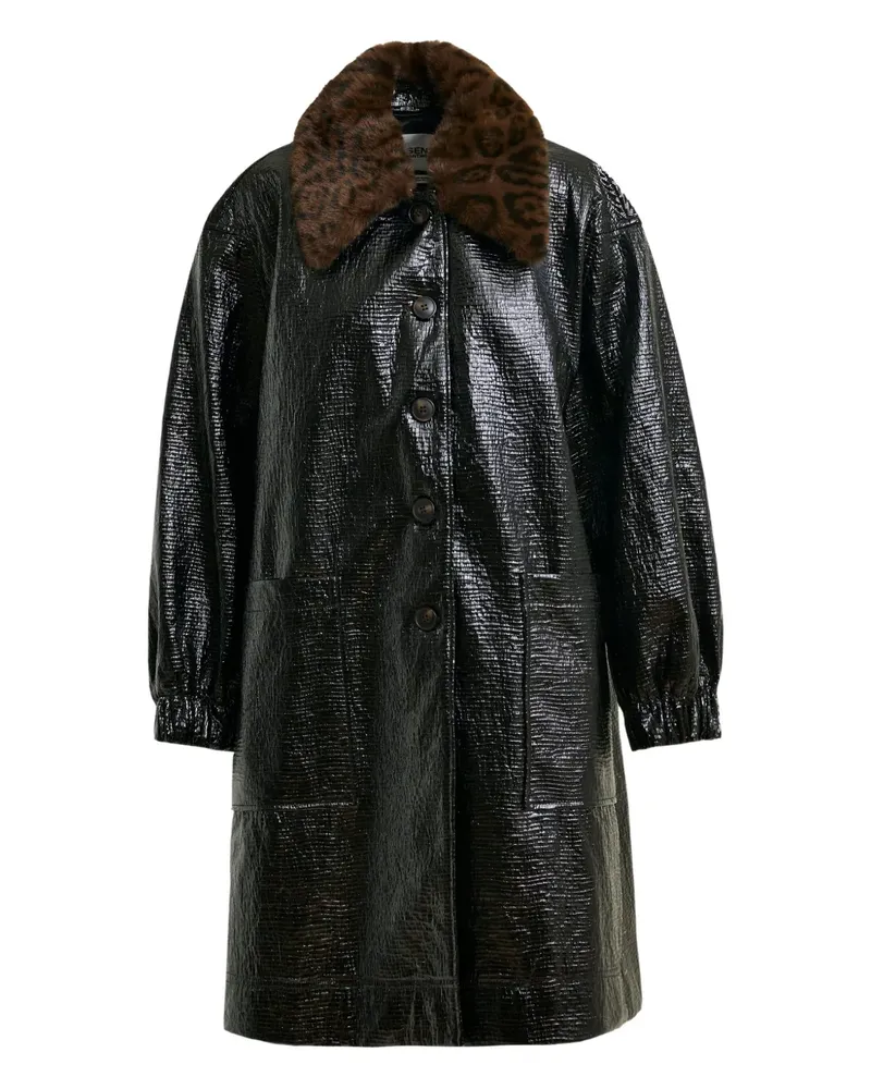 Essentiel Mantel mit Leoparden-Print - Schwarz Schwarz