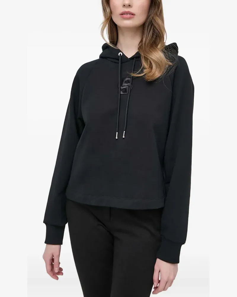 HUGO BOSS logo-embroidered hoodie - Schwarz Schwarz
