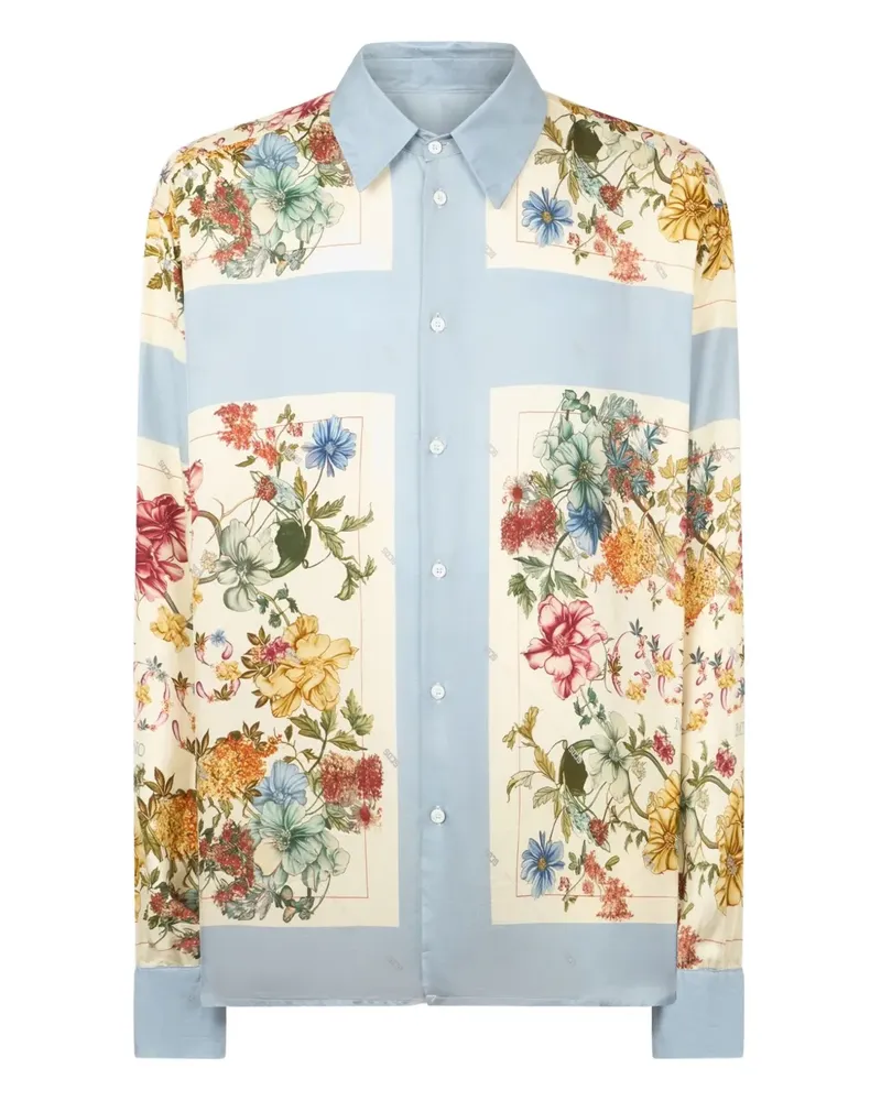 GCDS Hemd mit Blumen-Print - Blau Blau
