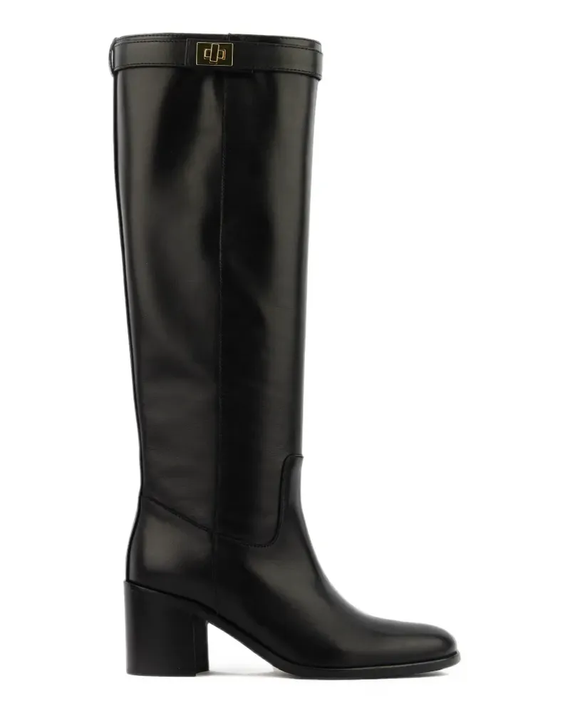 Paul Warmer Kniehohe Stiefel mit Schlossdetail - Schwarz Schwarz