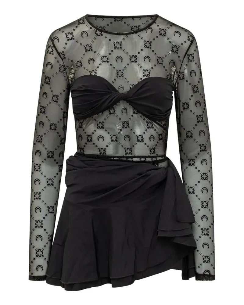 Marine Serre Moonogram sheer dress - Schwarz Schwarz