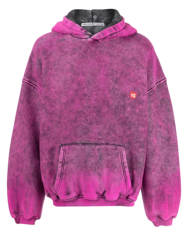 Alexander Wang Hoodie in Bleach-Optik mit Logo-Print Violett