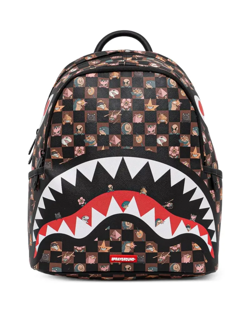 Sprayground Karierter Rucksack mit Haimaul - Schwarz Schwarz