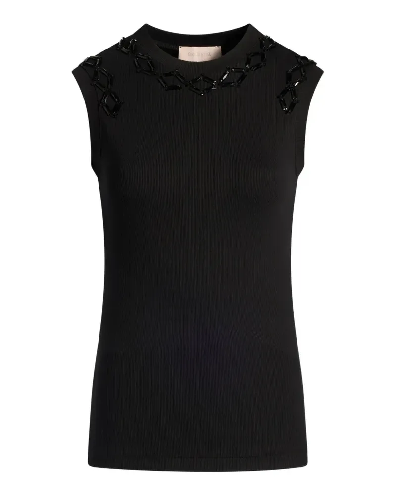 Circus Hotel sequin-embellished ribbed top - Schwarz Schwarz